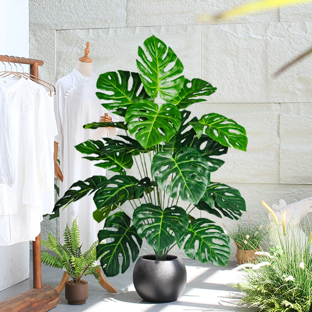 70-100cm künstlicher Monstera-Baum gefälschte Palmen pflanzen Plastiks child kröten blätter tropische Landschafts pflanzen für Hausgarten-Büro dekor – Detail 3