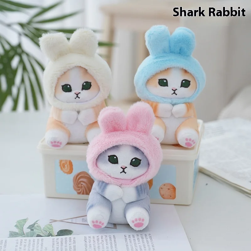 Cute Cartoon Shark Cat Plush Doll Disguised As Rabbit Plush Toy Pendant, Small Cat Doll Can Be Collected And Given As Gifts