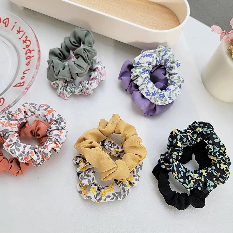 2Pcs/Set Fashion Sweet Girls Hair Rope Hair Accessories Colorful Elastic Hair Tie Nylon Scrunchie Hair Headbands Headwear