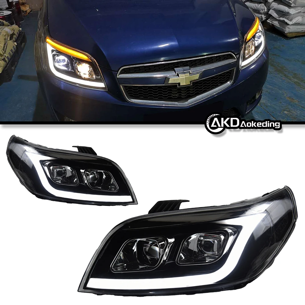 Auto Parts For Chevy LOVA AVEO LED Headlights 2004-2018 Daytime Lights Low Beam High Beam Dual Projector Car Lights Modified