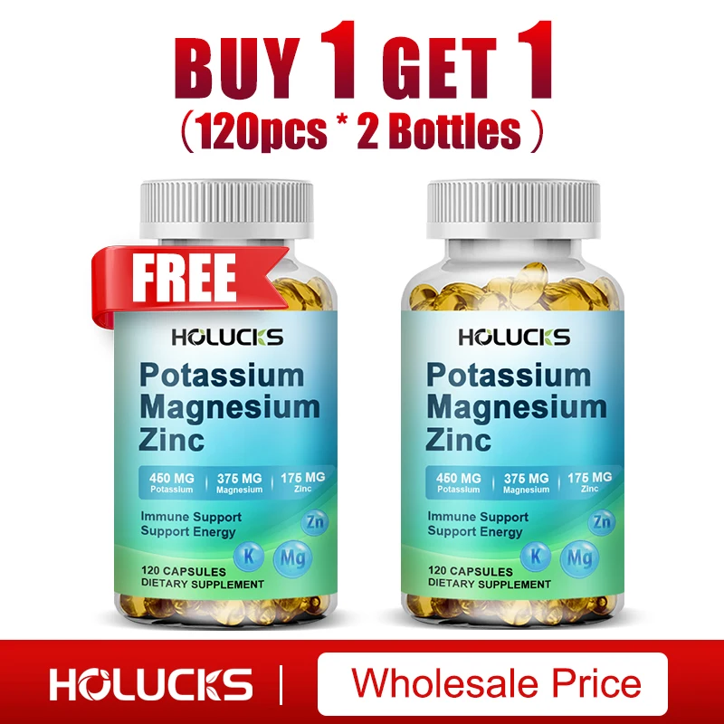 Potassium Magnesium Complex Supplement, Support Vascular, Bone, Heart, Muscle & Nerve Health, Boost Immune, Enhance Energy