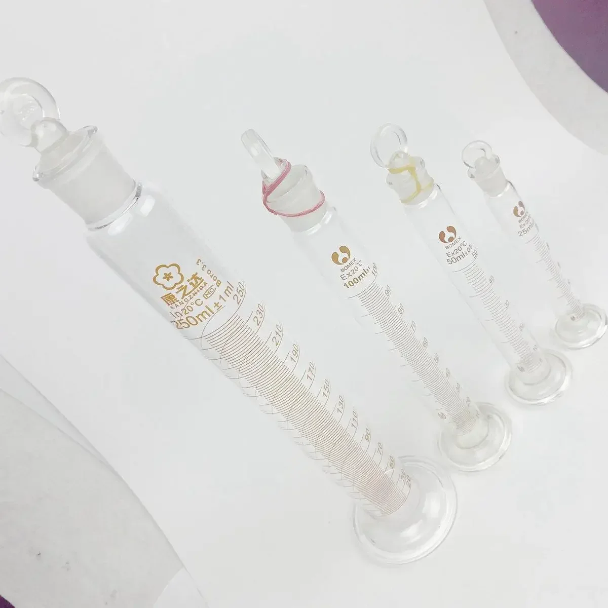 Bild 5: 5 ml/10 ml/25 ml/50 ml/100 ml/250 ml/500 ml/1000 ml Glas Messzylinder mit Stopfen Absolvent Labor Labor