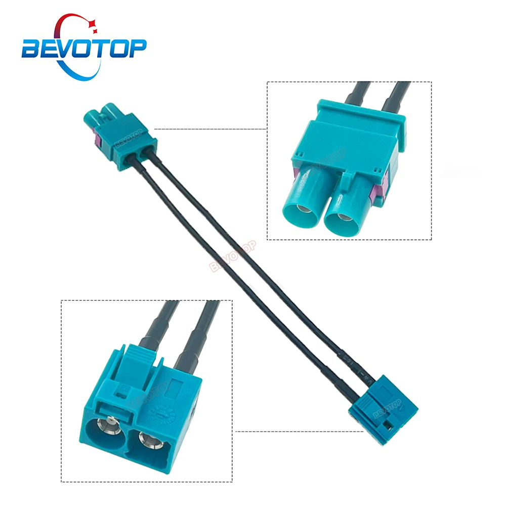 BEVOTOP Twin Fakra Z Male to Female 90° / 180° Plug Jack RG174 RF Coaxial Pigtail Fakra II Splitter Cable Radio Antenna Adapter