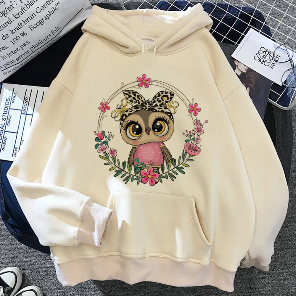 Owl hoodie modern style anime soft fabric streetwear comfortable graphic girl sweatshirts manga funny