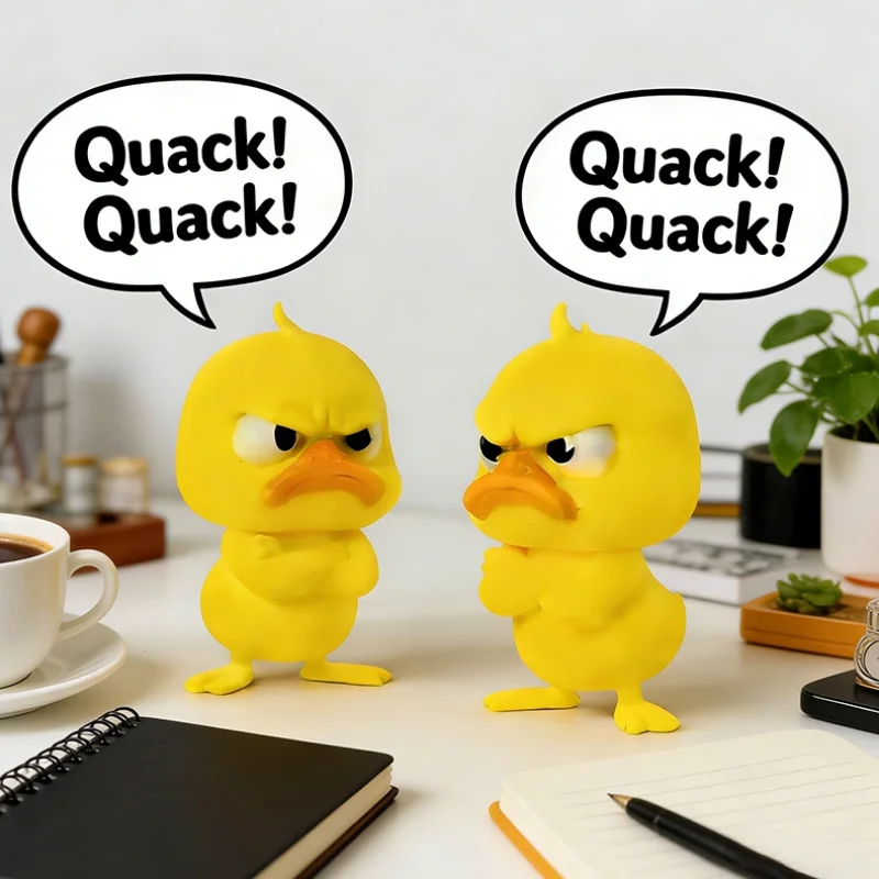 

3D Printed Angry Yellow Duck Statue Funny Cute Duck Figurine Funny Mini Plastic Figurine for Desk Car Home Decoration Party Gift