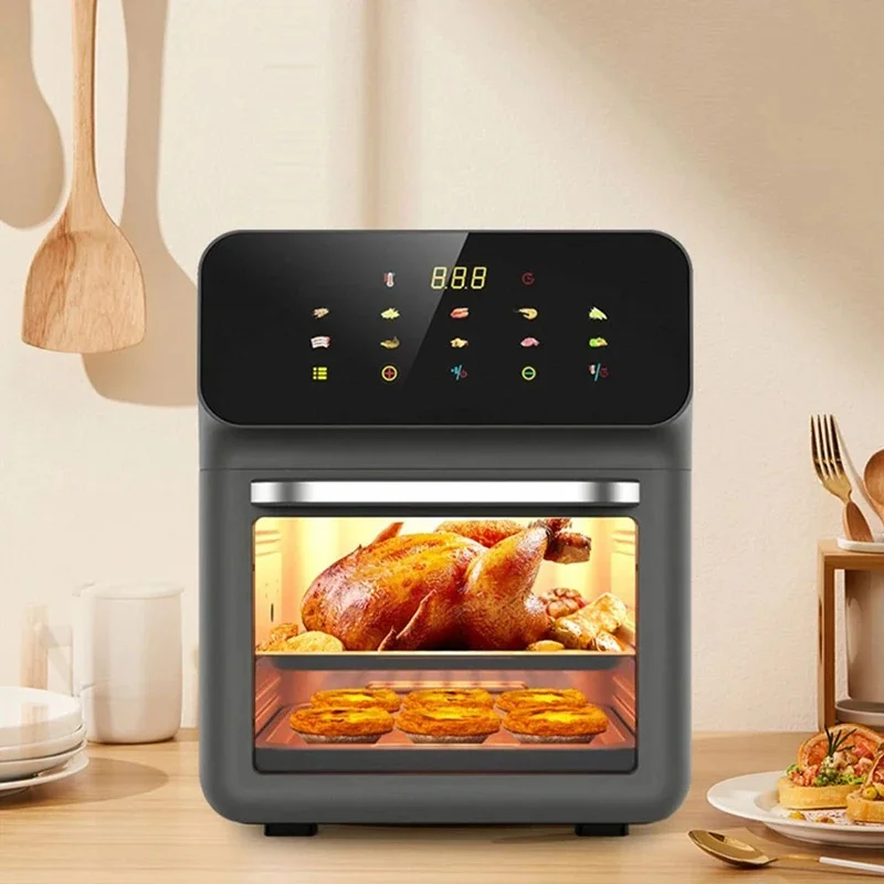 مقلاة هوائية ذات سعة كبيرة، فرن كهربائي منزلي متعدد الوظائف، مقلاة غير لاصقة، نافذة مرئية، مقلاة كهربائية ذكية تعمل باللمس