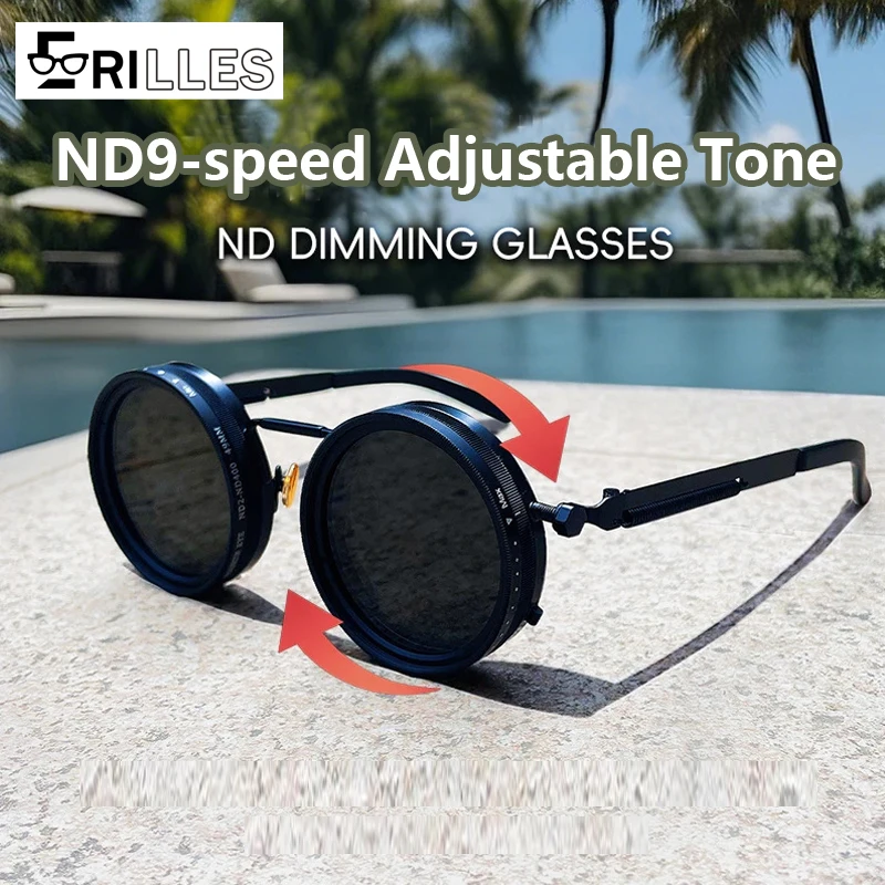 

9-Step Adjustable Sunglasses, Polarized UV400 Magnesium Frame, Variable ND Fishing Glasses for Driving & Outdoor