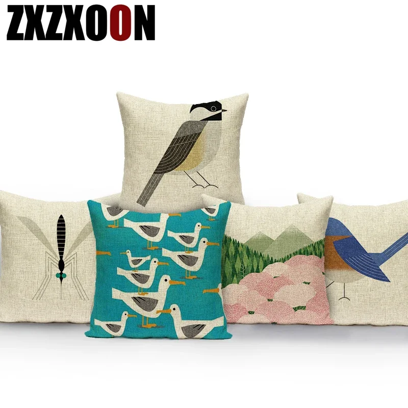 Cute Cartoon Lovely Animals Dragonfly Mosquito Owl Birds Polyester Sofa Home Decorative Pillows Cushion Cover Car Bedroom
