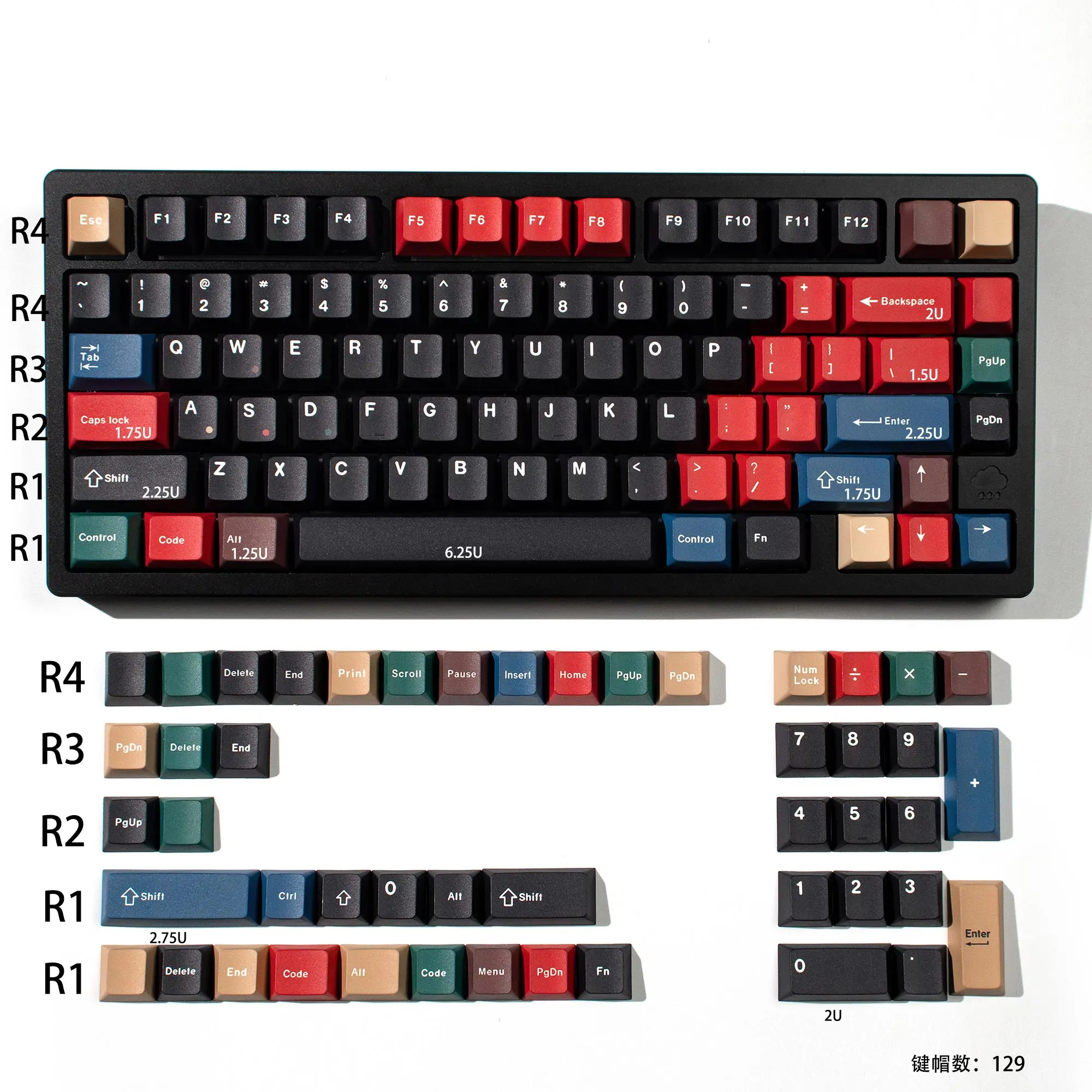 

GMK 129 Key Street light R3 Keycaps PBT Dye Subbed Key Caps Cherry Profile Keycap With 2.25U 2.75U 3U 7U Spacebar ISO Enter