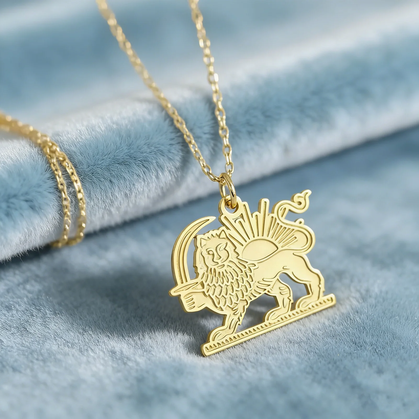 COOLTIME Edelstahl Shir o Khorshid Anhänger Halskette Iran Persischer Löwe und Sonne Schmuck 2026 Neuer Trendiger Geschenkartikel für Männer und Frauen – Detail 7
