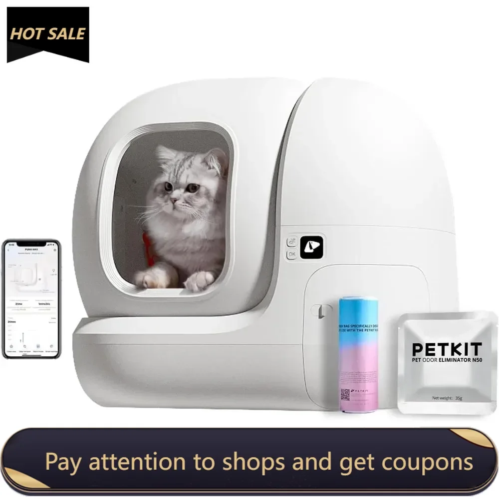 

Self Cleaning Cat Litter Box with N50 Odor Eliminator，Automatic Cat Litter Box，xSecure Control Cat Litter Box with Waste Bags