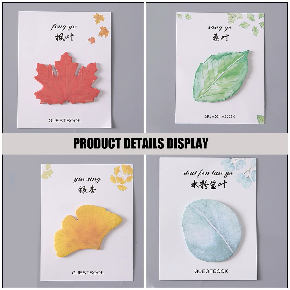 8 Pcs Writable File Tabs Flags Leaf Stickers Self-adhesive Memo Pads Memorandum Office Tearable Paper Scrapbook