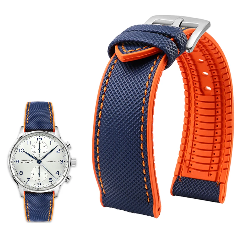 for IWC Pilot Mark 18 Portuguese Tudor Breitling Nylon Rubber Bottom Watch Strap Watchband 19mm 20mm 21mm 22mm 23mm 24mm image 6
