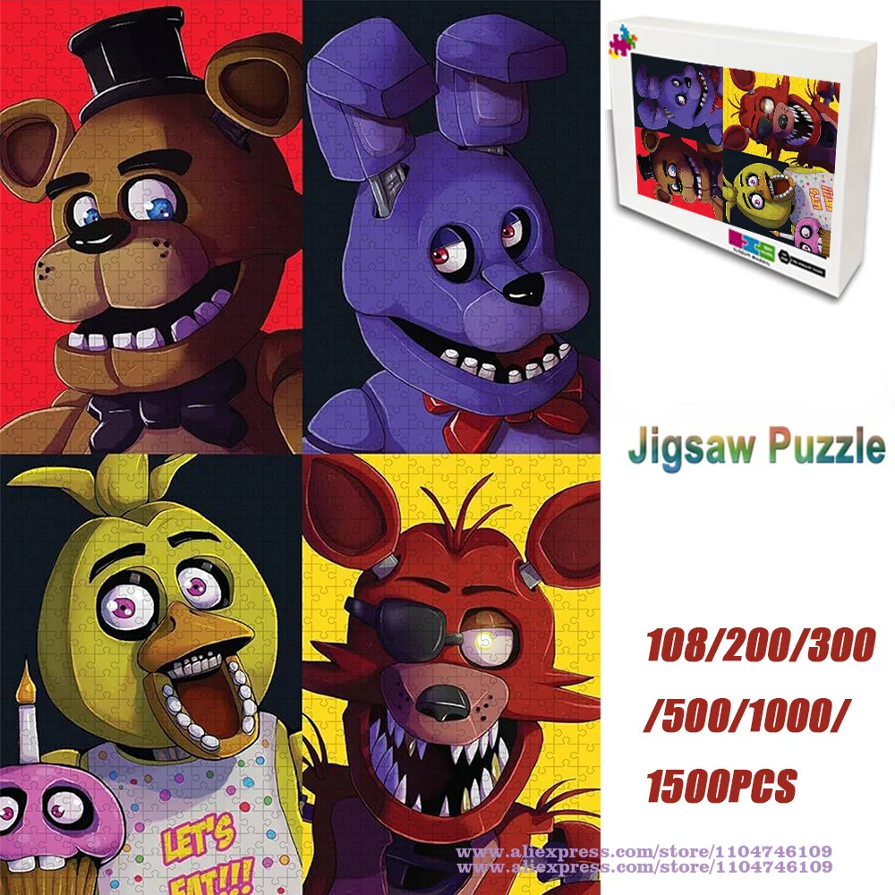 

Five Nights At Freddy's Puzzle Jigsaw Cartoon Anime Jigsaw 108/200/300/500/1000/1500Pcs Intelligence Puzzles Gift Home Decor