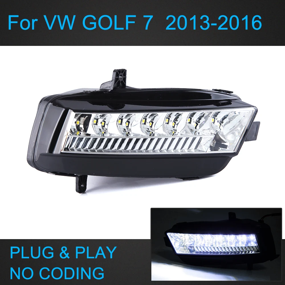 

1 Pair LED Daytime Running Light for VW Golf 7 2013-2016 Plug and Play with 12v White Day Light Front Bumper Light