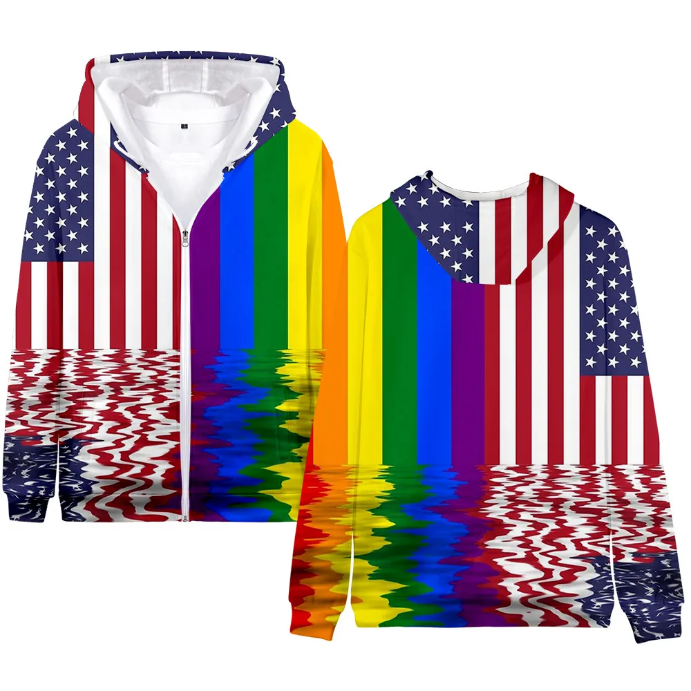 Fashion kebanggaan LGBT pakaian Gay cinta Lesbian pelangi desain bendera baju hangat Hoodie wanita/pria kualitas tinggi Streetwear Hoodie