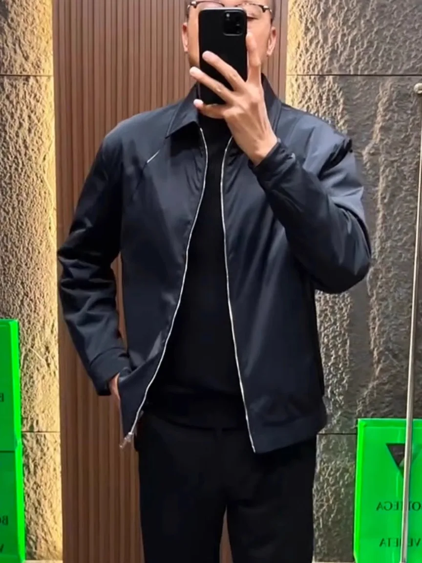 

Модная повседневная мужская куртка с воротником, осенне-зимняя, высококачественная, деловая, универсальная, с длинными рукавами, на молнии