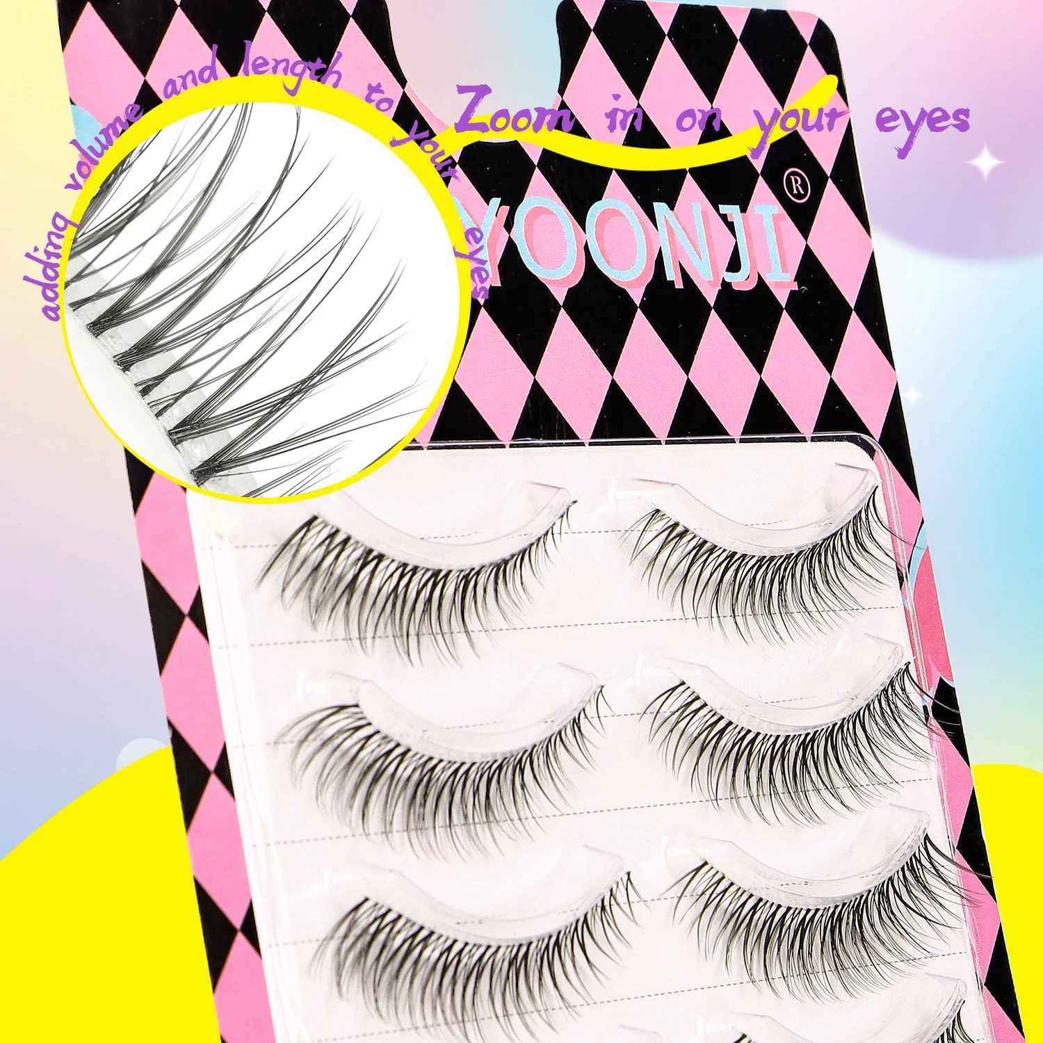 Natural False Eyelash Transparent Stem 5 Pair Set with Clear Roots Fairy One Piece Eyelash