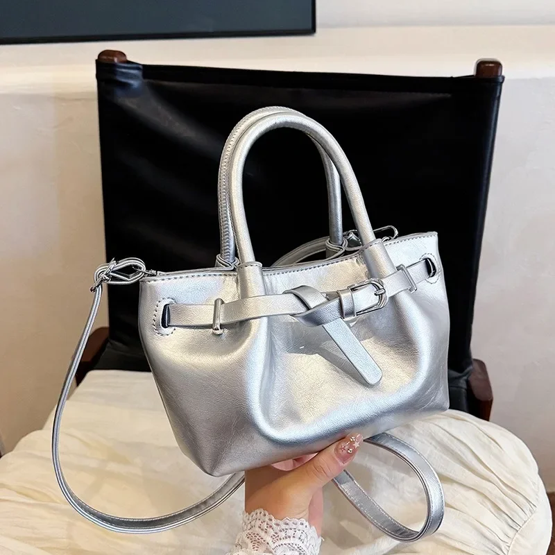 

New Fashion Bow-Knot Tote, Wrinkle-Groove Shoulder Bag with Multi-Purpose Design, Chic Handheld Purse for Women's Casual Style​