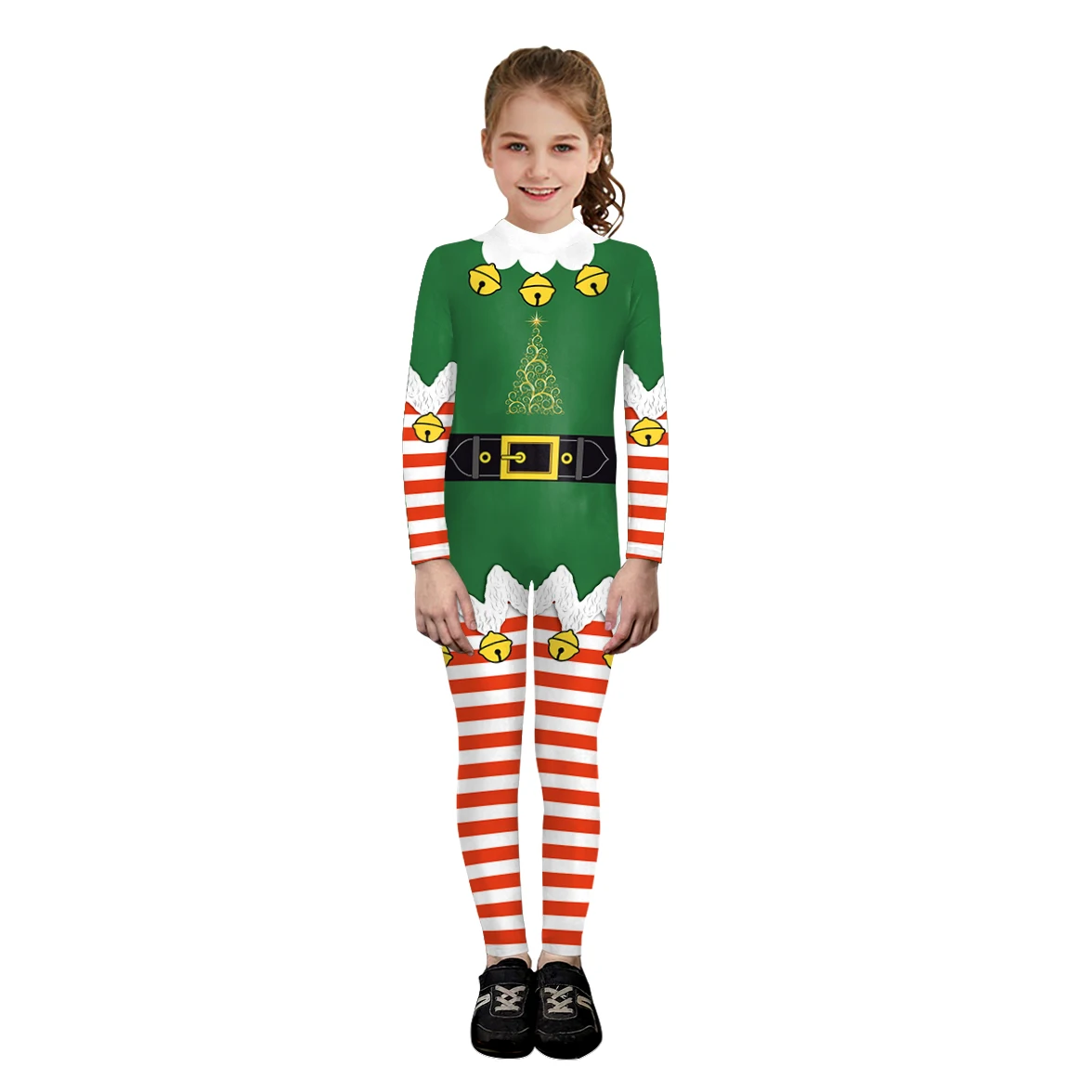 Zawaland-monos de fiesta de Navidad para chico, elfo de Navidad verde, disfraces de Cosplay con estampado 3D, mono Zentai, vestido de Carnaval y Navidad