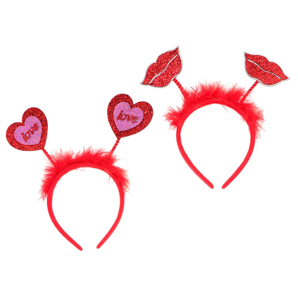 

2Pcs Heart Headbands Valentine Hairpin Red Festival Decor Women Romantic Hair Decor Delicate Heart Design Hairband Party Cosplay