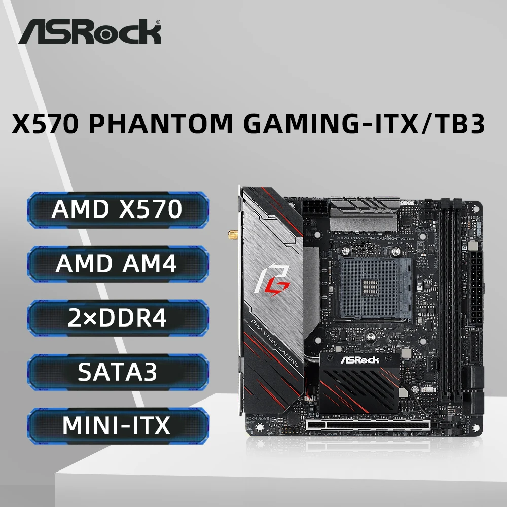 

Материнская плата ASRock X570 Phantom Gaming-ITX/TB3 с разъемом AM4 DDR4, 4533 МГц NVME M.2, поддержка процессора Ryzen 5 5600 5600G R7 5700X3D 5800X