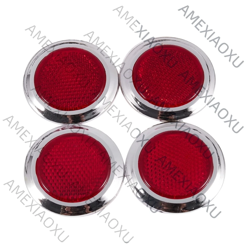 

4 Pcs Auto Car Plastic Round Reflective Reflector Sticker Red