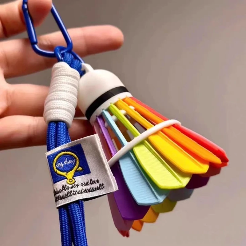 

Creative 3D Printed Feather Rainbow Badminton Pendant Outdoor Sports Bag Pendant Badminton Enthusiasts Gift