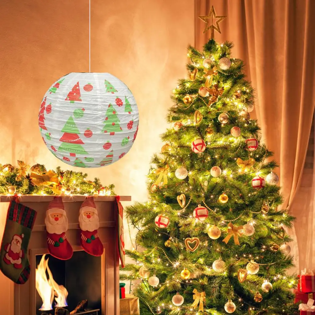 Metal Holder Lanterns Colorful Holiday Lanterns Festive Christmas Paper Lanterns with Colorful Snowflake Cartoon Prints for Home