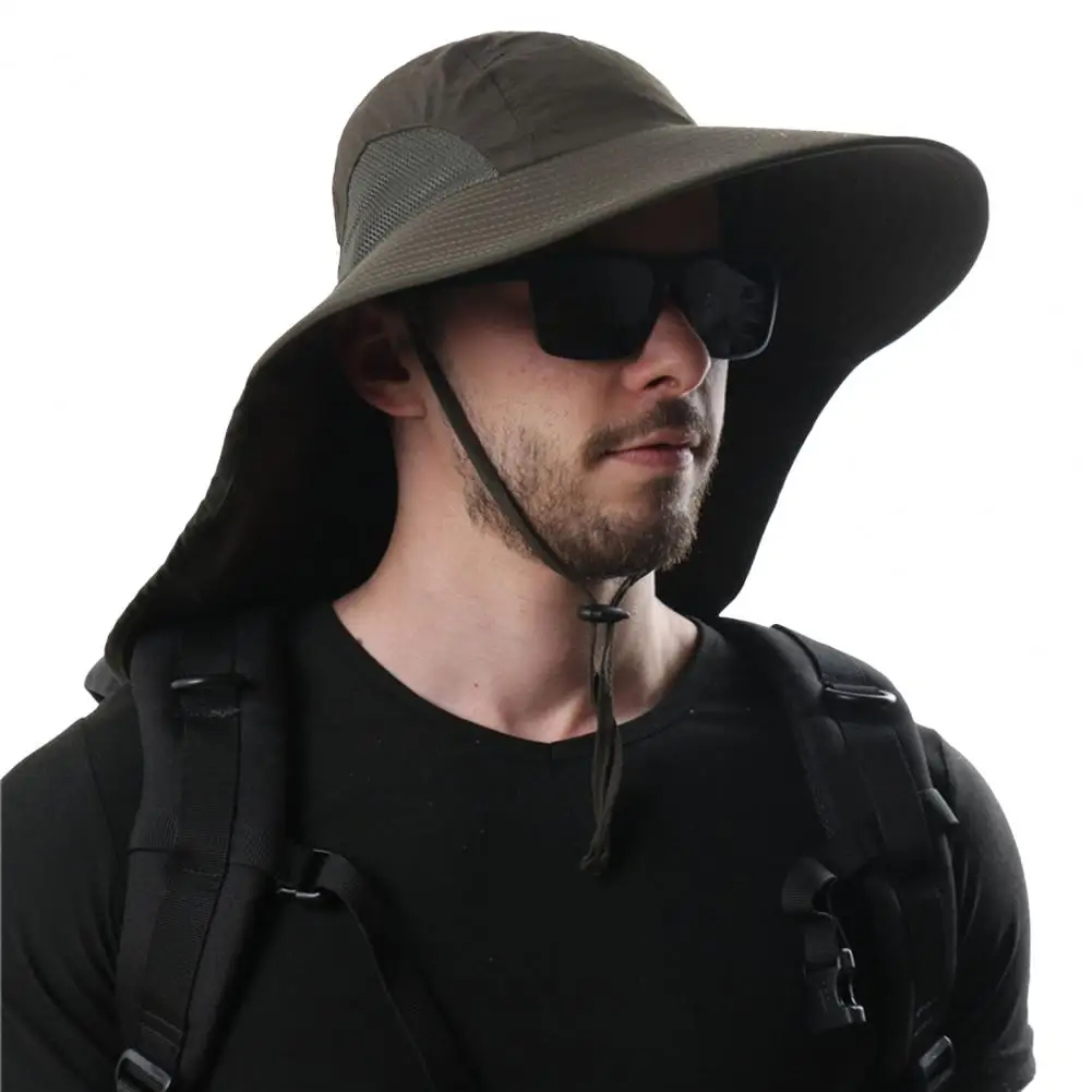 Oval Fisherman Hat Smooth Block Sunlight Headwear Summer Sun Men Women Boonie Neck Flap Hat