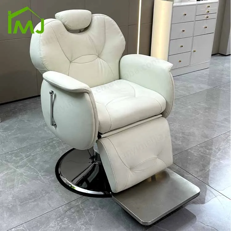 

Modern Barbershop Salon Remote Control Adjustment Reclining Rotating Barber Chair