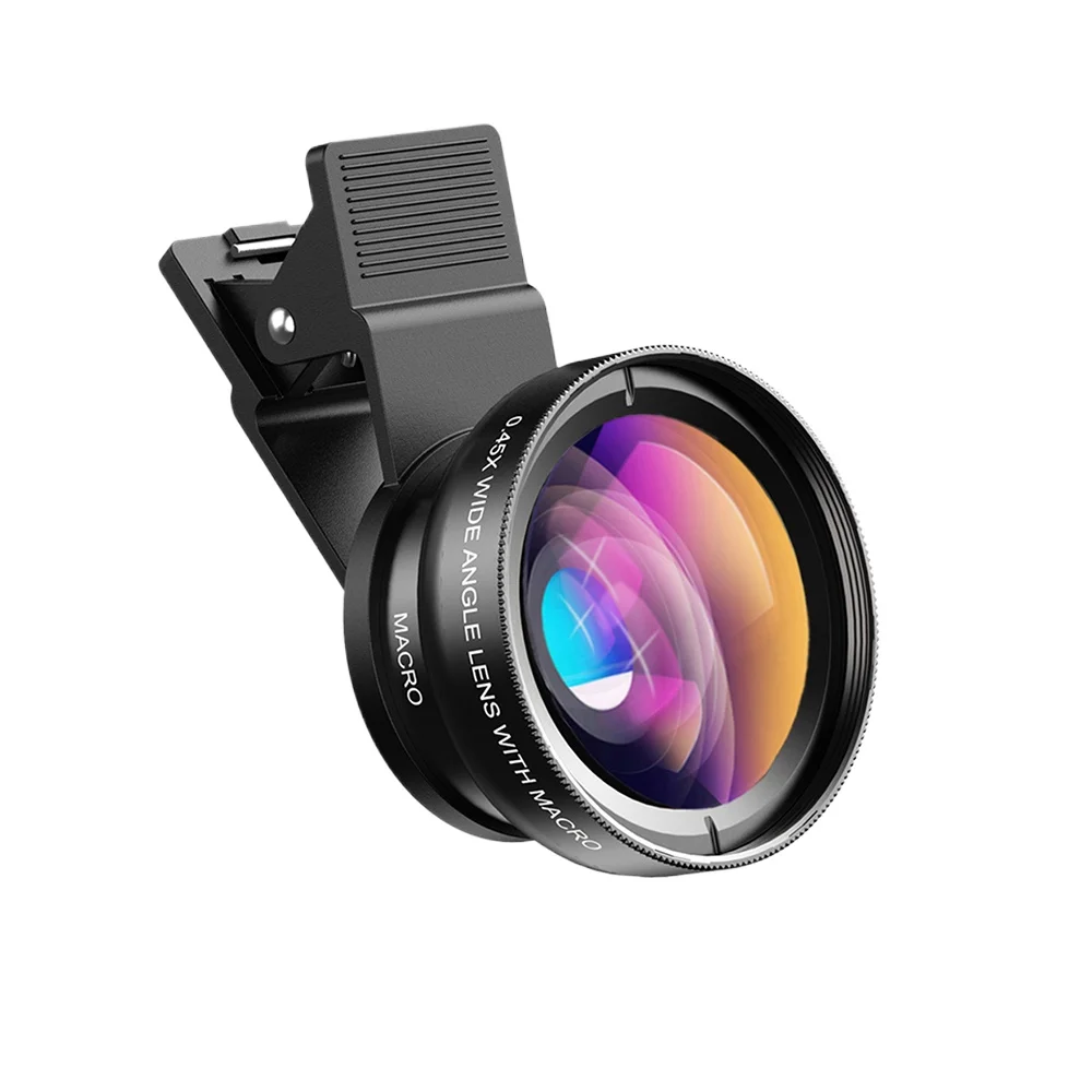 Phone Lens Kit 0.45x Super Wide Angle & 12.5x Macro Micro Lens HD Camera Lentes For IPhone 6S 7 Xiaomi More Cellphones