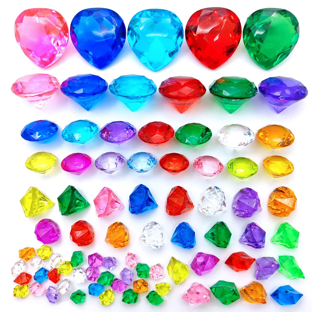 Shiny Acrylic Diamond Jewels Simulated Crystal Gemstones for Kids Treasure Gems Props Birthday Party Favors Goodies Fillers