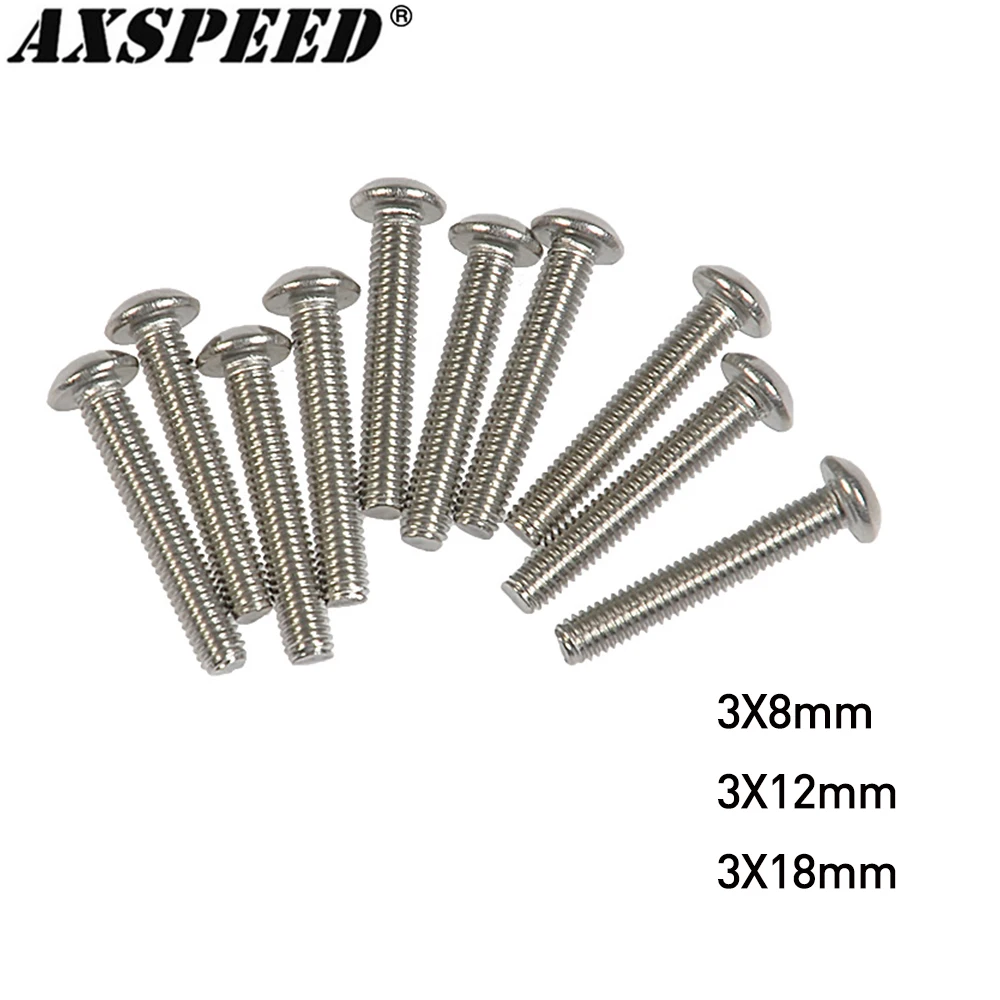 

AXSPEED 10PCS M3 Screws Pan Head Screws Flat Head Screws Half Tooth Screw 3X8 3X12 3X18mm for Remote Control Car