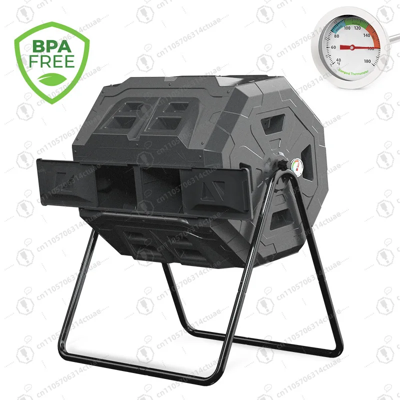 

Large Capacity 160L American Style Dual Chamber Compost Tumbler - Organic Fertilizer Fermentation Bin for Garden