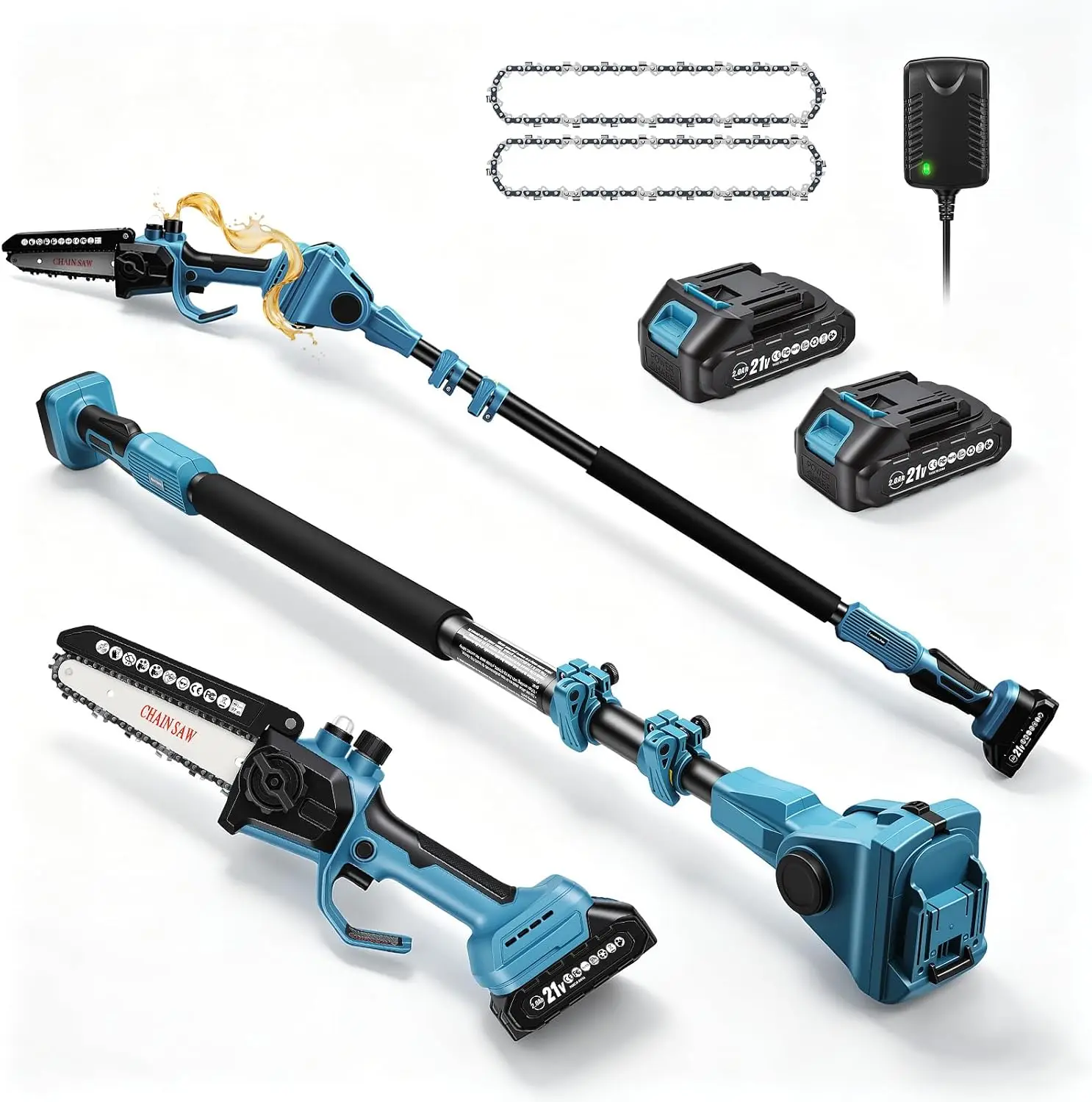 Cordless 6 Inch Mini Chainsaw 2 In 1 Electric Pole Saw