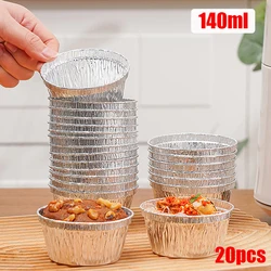 20Pcs Air Fryer Aluminum Foil Cake Cups Microwave Foil Tin Steamer Mats Aluminum Foil BBQ Food Tray Container Baking Molds