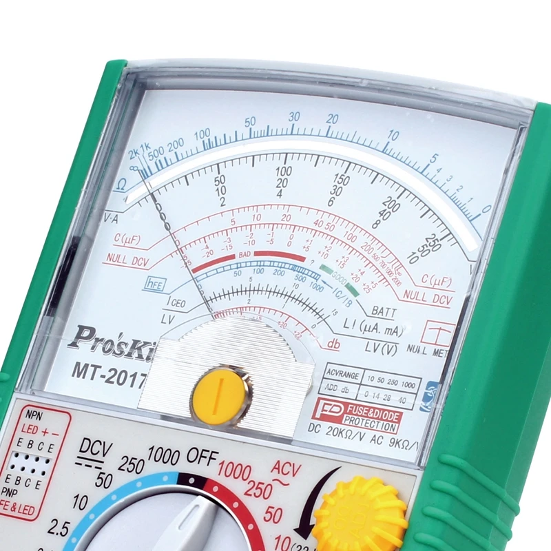 Pro\'sKit-Analog Multimeter, MT-2017, Safety Standard Protective Function, Ohm Test Meter, DC AC Voltage Current, Original