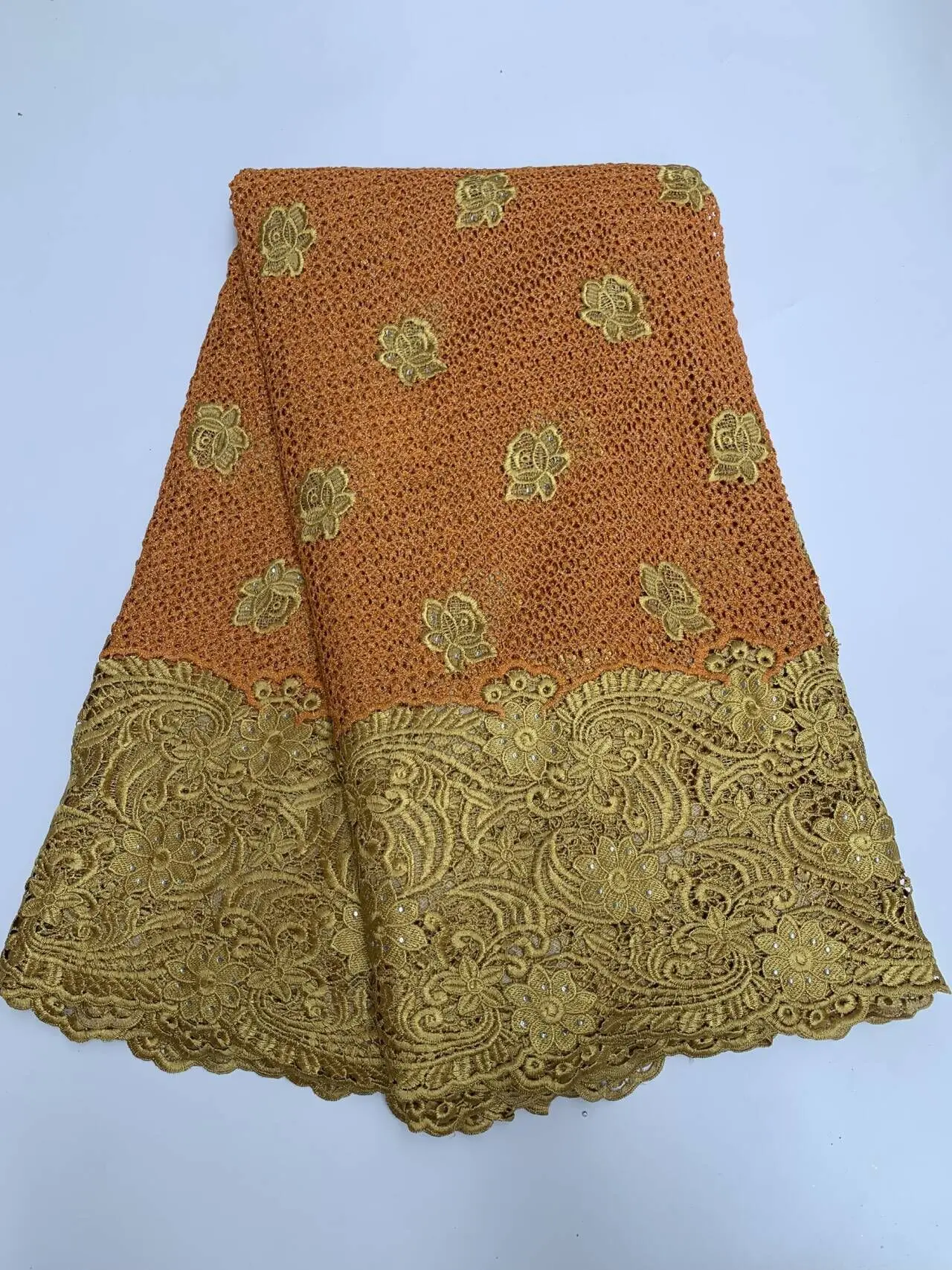 

African Nigerian 2026 High-Quality Tulle Lace Fabric Cotton Embroidery Guipure 5 Yards for Prom Dresses Sewing Damask TY011