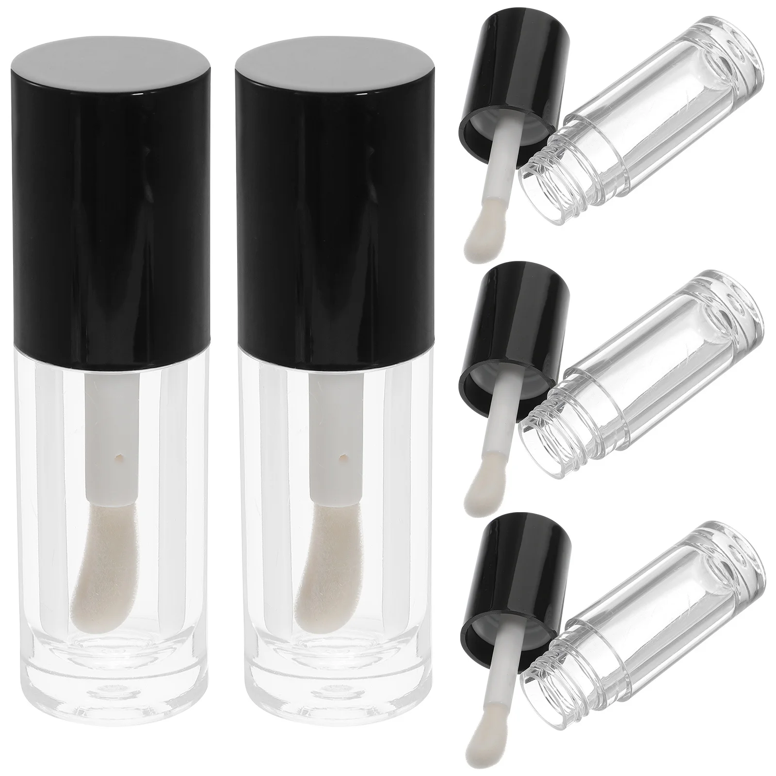 

5Pcs Clear Lip Gloss Tubes 6Ml Empty Containers with Wand for Lip Balm Oil Gloss Refillable Portable Chic Design Bulk Pack