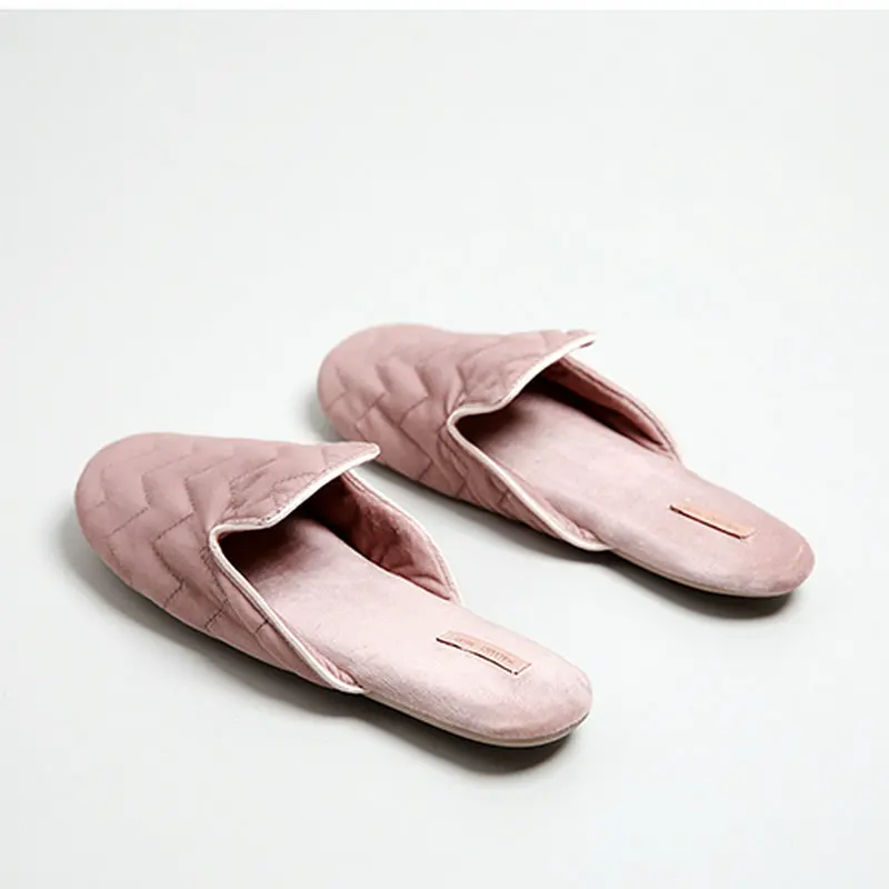 New Style Fashion Diamond Quilted Simple Office Silent Slippers Indoor Home Women Slippers Rubber Sole Anti Slip Female Shoes