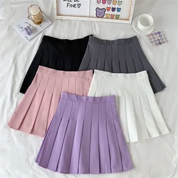 Jupe plissée A-Line gothique taille haute pour femme, jupe courte, antireflet, violet, Ins Tide, Ulzzang, noir, nouveau, été, 2024