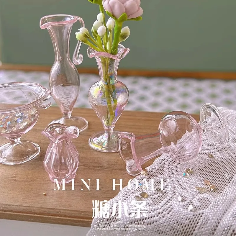 1:6 Doll House Mini Model Furniture Accessories Glass Vase Set Flower Bottle Bjd Ob11 Gsc Blyth Soldier Lol Scene Shooting Props