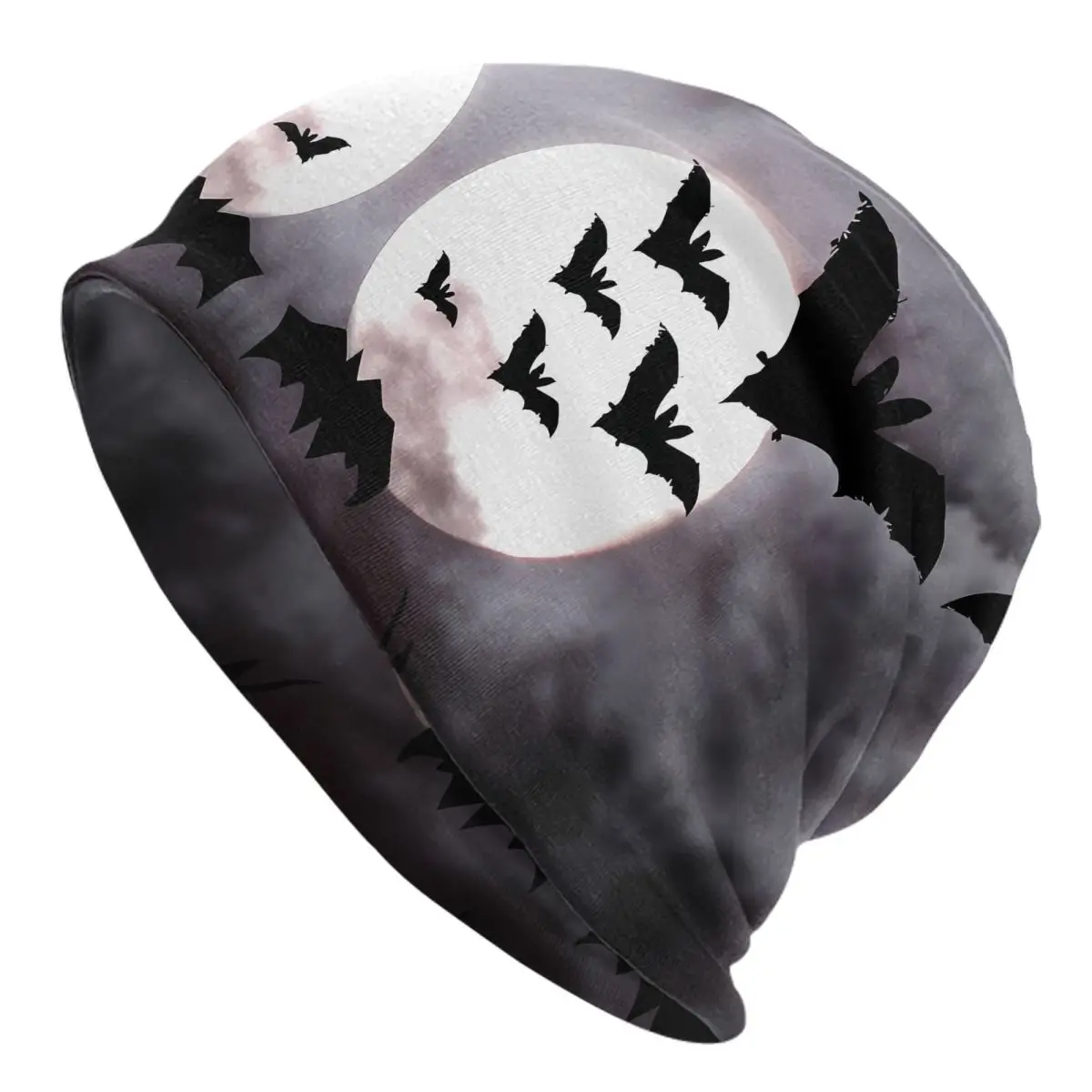 

Bats And Moon Bonnet Fashion Thin Skullies Beanies Halloween Caps For Men Novelty Hats