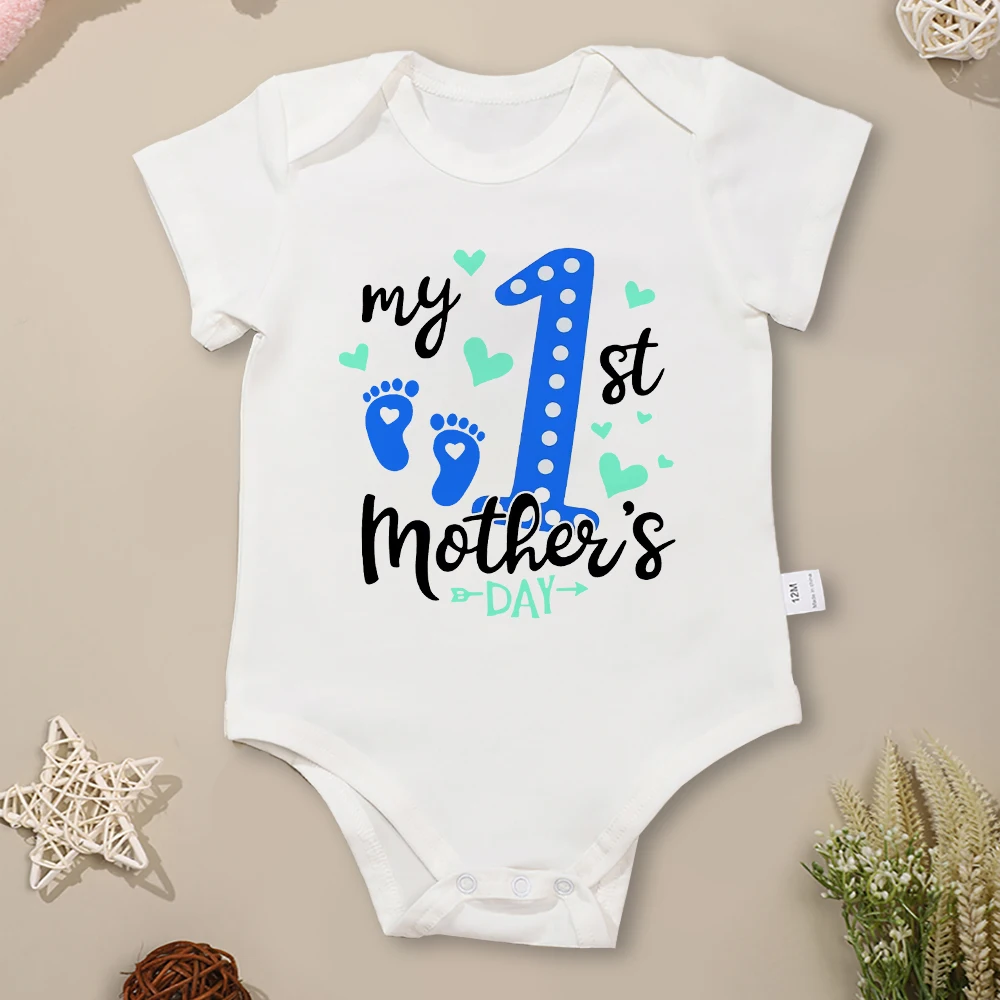 Baby Boy Clothes “My 1st Mother's Day” Bodysuit Aestehtic Harajuku Cotton Infant Onesies O-neck White Casual Toddler Outfits