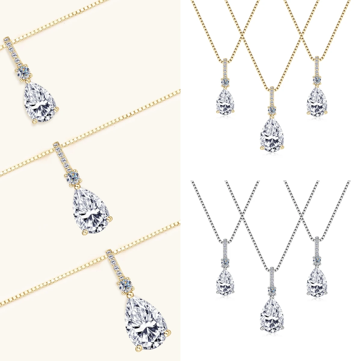 

Real Moissanite Necklace S925 Sterling Silver Jewelry Water Drop Pendant Girls Birthday Gift