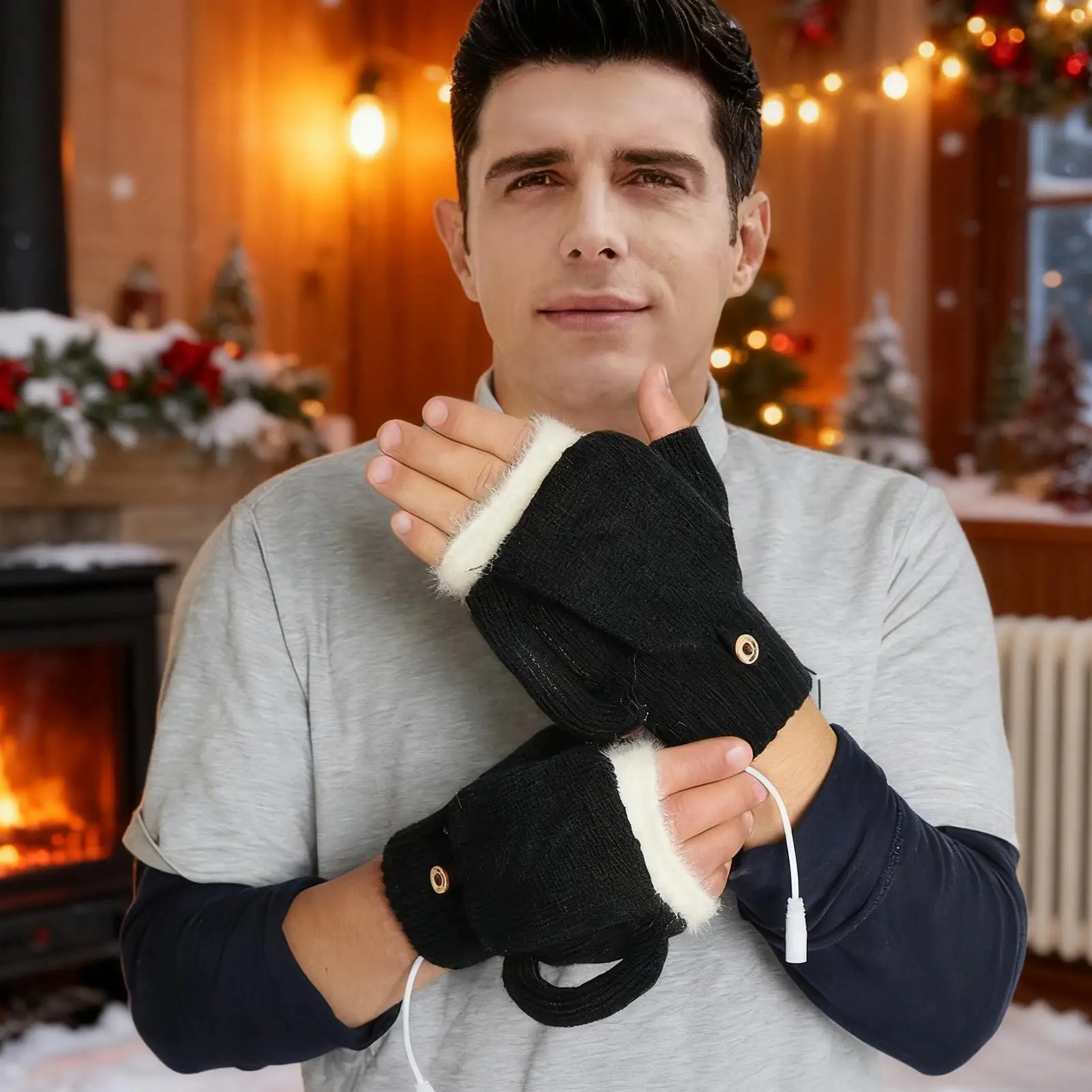 

Heating Gloves Thermal USB Gloves Electric Thermal Mittens For Winter Camping Skiing Cold Weather Outdoor Indoor Cycling Office