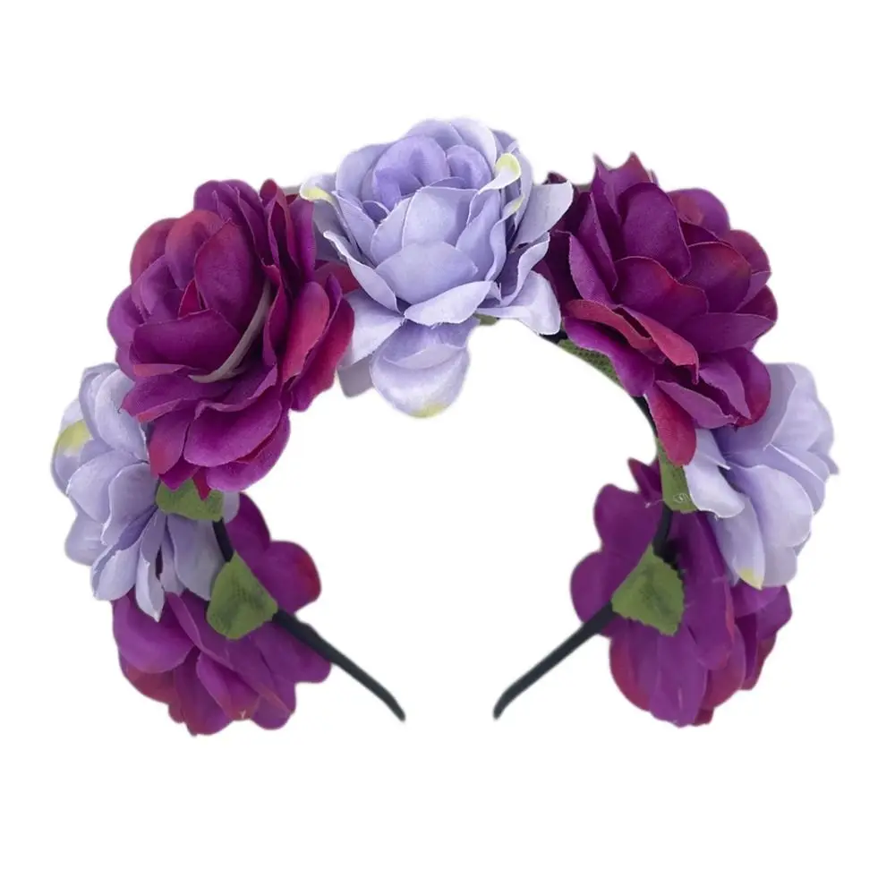 Модные свадебные фестивали, цветочная корона, повязка для волос, реквизит для фотосессии, богемный головной убор с цветком розы, цветочная корона для женщин и девочек