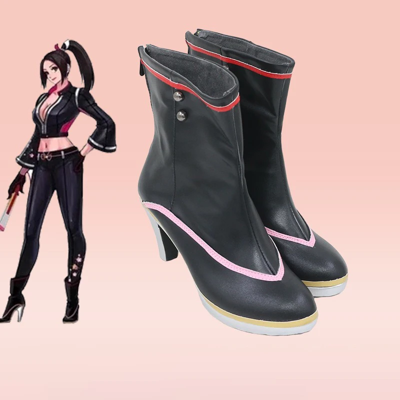 Zapatos de Cosplay Mai Shiranui, accesorios de Anime, accesorios de Cosplay, zapatos de cuero PU, botas de Carnaval de Halloween hechas a medida