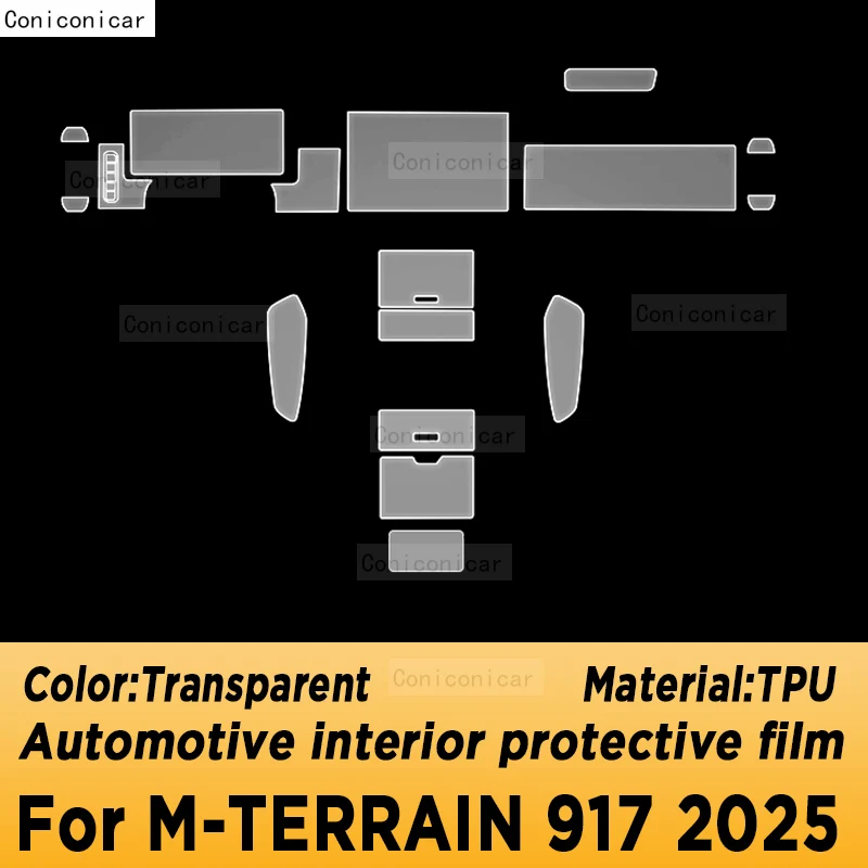 For M-TERRAIN 917 2025 Automotive Interior Screen Protective Film TPU Anti-Scratch Gearbox Panel Dashboard Navigation Sticker